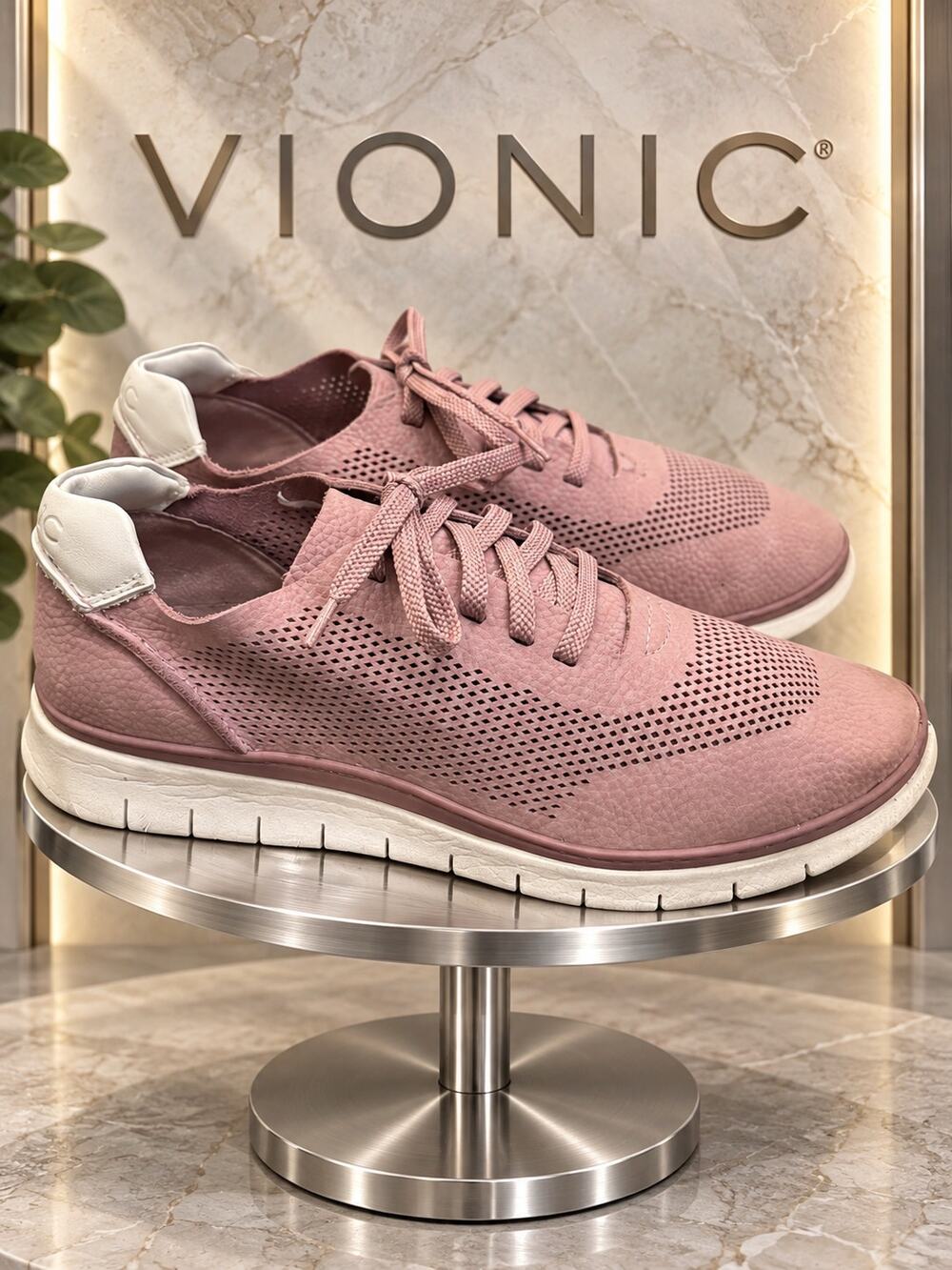 Vionic Joey Dusty Pink Nubuck Lace Up Sneakers Women’s Size 9
